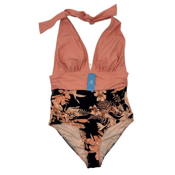 Cupshe Other - Cupshe Size Large Womens Floral Print Halter Neck One-Piece Swimsuit With Adjust